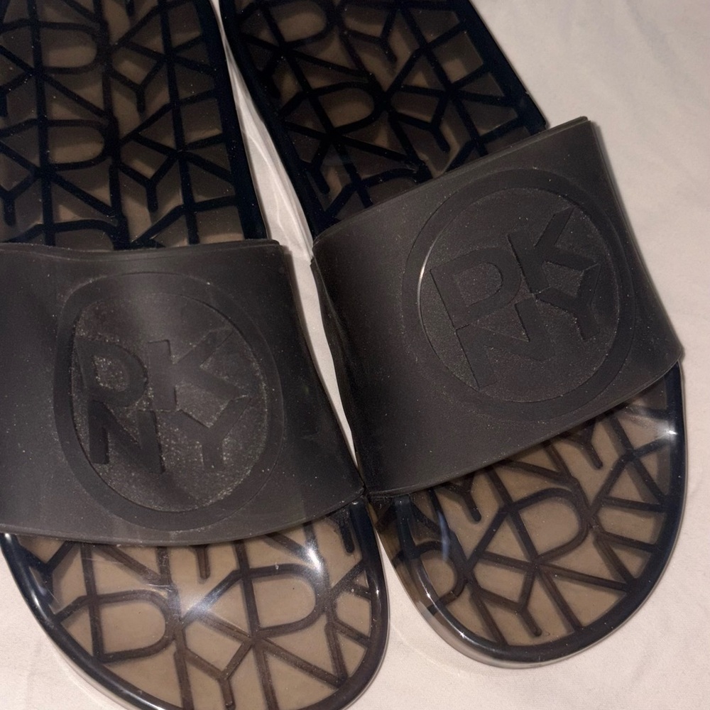 DKNY Black Logo Slide Sandals